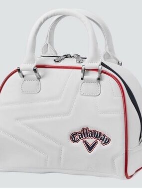 NWT Callaway Women's White Quilted Dome Bowling Mini Handbag with Red Navy Trim